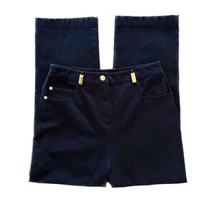 ST. JOHN SPORT Size 6 Black Twill Cropped Pants Resortwear Designer